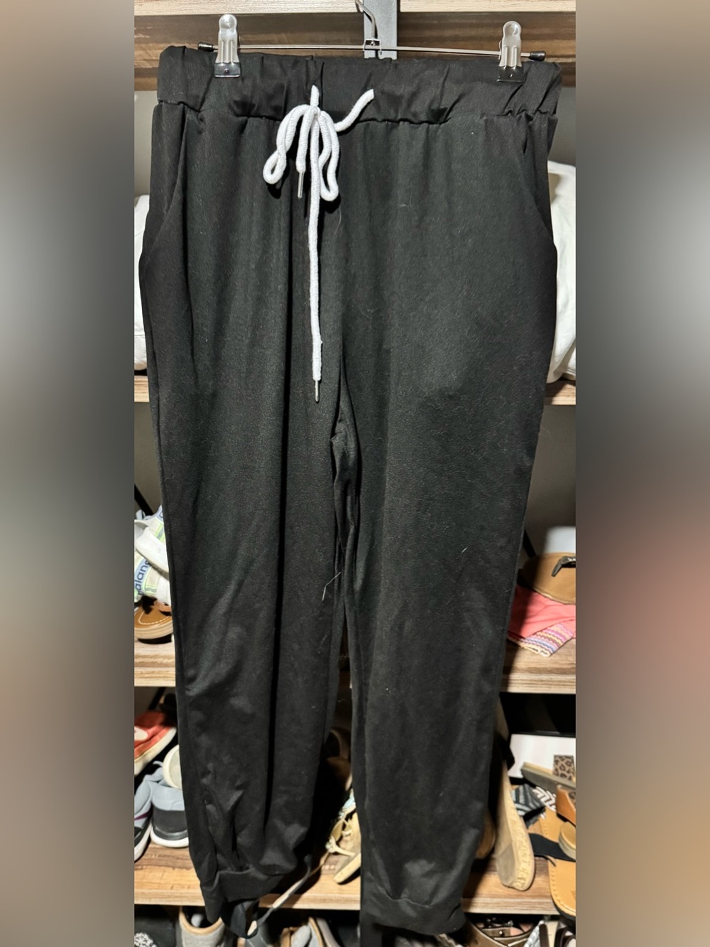 SHEIN Black Jogger Pants with White Drawcord